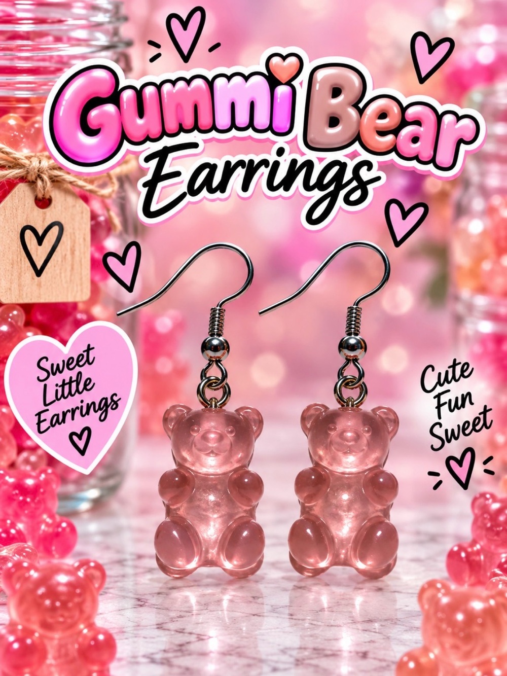 Gummi Bear Earrings - Pink